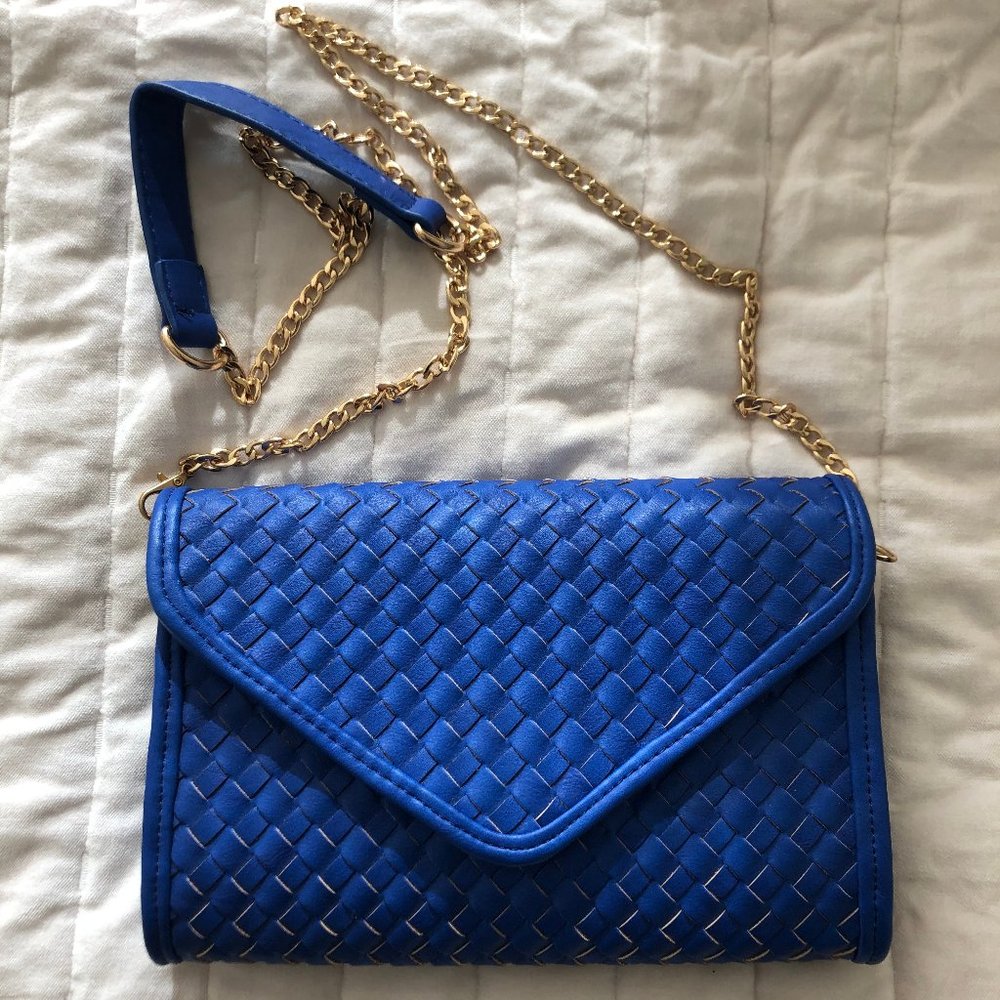 Blue Braided Vegan Leather Purse